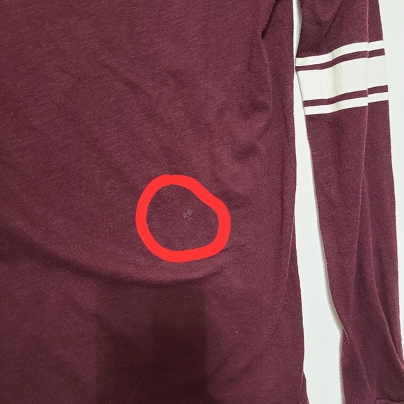 PINK VICTORIA'S‎ SECRET Women's Burgundy Long Sleeve Low Cut Tee Shirt - Size XS - Picture 11 of 11